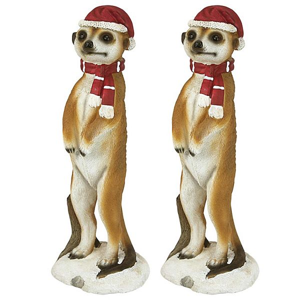 Merry Meerkat Holiday Greeter Statue: Set of Two Design Toscano