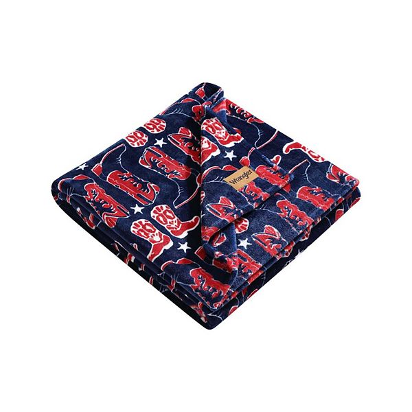 Wrangler Knockin Boots Blue Throw Blanket Wrangler