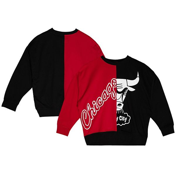 Women's Mitchell & Ness Red/Black Chicago Bulls Big Face 5.0 Pullover Sweatshirt Mitchell & Ness