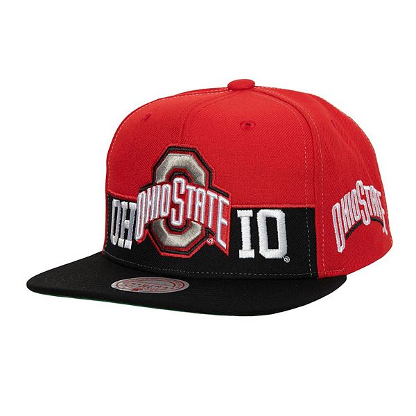 Men's Mitchell & Ness  Scarlet/Black Ohio State Buckeyes Half N Half Snapback Hat Mitchell & Ness