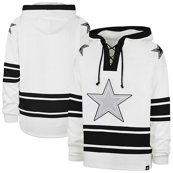 Men's '47 White Dallas Cowboys After Image Superior Lacer Pullover Hoodie 47 Brand