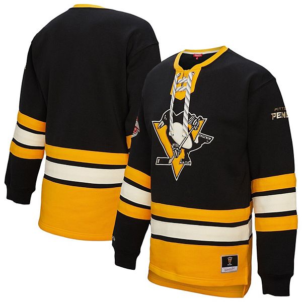 Women's Mitchell & Ness Black Pittsburgh Penguins Heritage Lace-Up Pullover Sweatshirt Mitchell & Ness