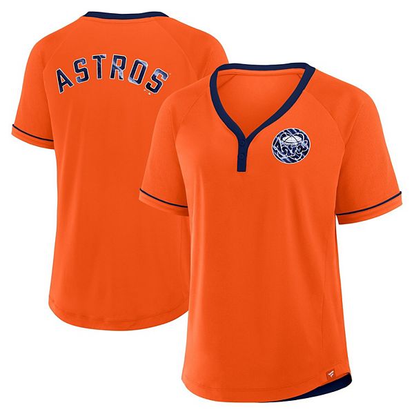 Оранжевая женская футболка с круглым вырезом и рукавами реглан Fanatics Houston Astros Cooperstown Collection Fanatics