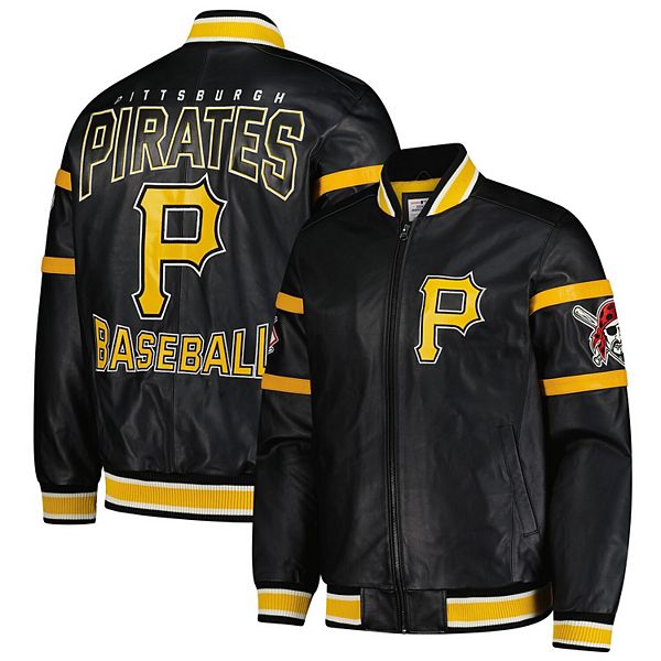 Men's G-III Sports by Carl Banks Black Pittsburgh Pirates Full-Zip Leather Varsity Jacket G-III Sports by Carl Banks