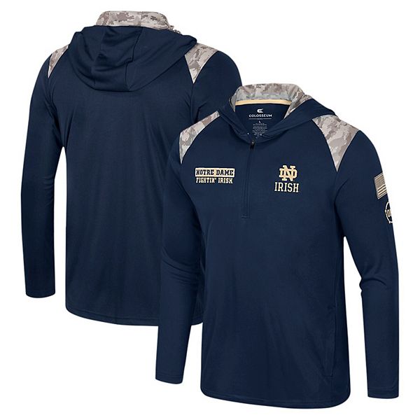 Men's Colosseum Navy Notre Dame Fighting Irish OHT Military Appreciation Quarter-Zip Hoodie Jacket Colosseum