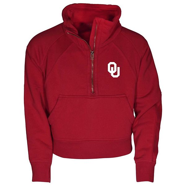 Girls Youth Garb Crimson Oklahoma Sooners Dawn Raglan Fleece Cropped Half-Zip Sweatshirt Garb