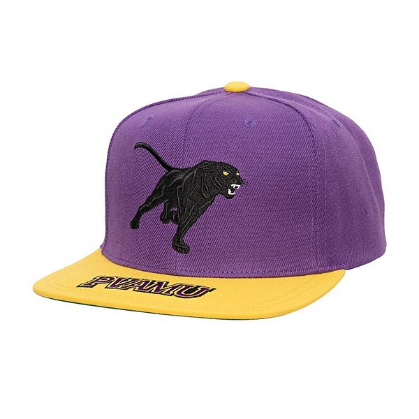 Men's Mitchell & Ness  Purple/Yellow Prairie View A&M Panthers Logo Bill Snapback Hat Mitchell & Ness