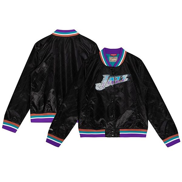 Women's Mitchell & Ness  Black Utah Jazz Hardwood Classics 75th Anniversary Full-Snap Jacket Mitchell & Ness