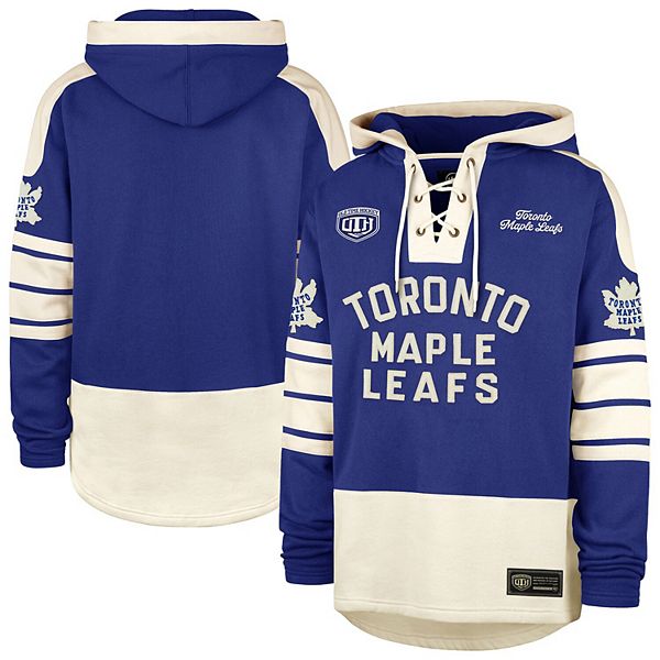 Men's '47  Blue Toronto Maple Leafs Blue Line Heritage Lacer Pullover Hoodie 47 Brand