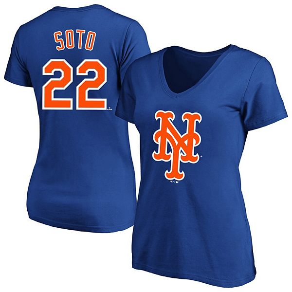 Women's Profile Juan Soto Royal New York Mets Plus Size Name & Number V-Neck T-Shirt Profile