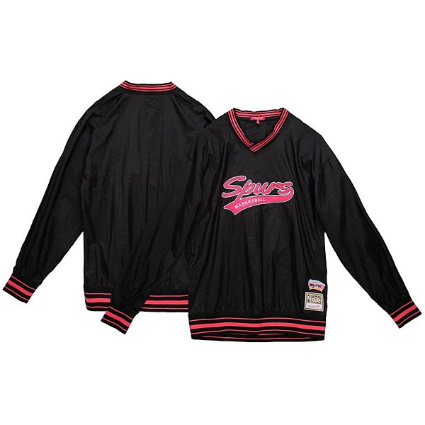 Women's Mitchell & Ness  Black San Antonio Spurs Hardwood Classics V-Neck Pullover Sweatshirt Mitchell & Ness