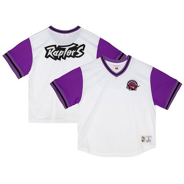 Men's Mitchell & Ness  White Toronto Raptors Fashion Mesh V-Neck Top Mitchell & Ness