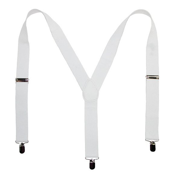 Elastic Solid White Clip-end Suspenders Ctm