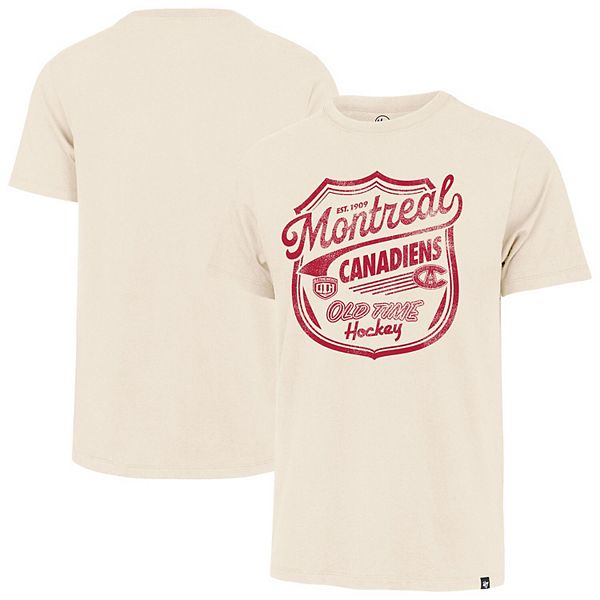 Men's '47  Cream Montreal Canadiens Poke Check Franklin T-Shirt 47 Brand