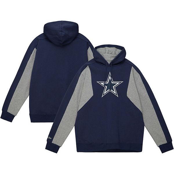 Men's Mitchell & Ness  Navy Dallas Cowboys Color Blocked Fleece 2.0 Pullover Hoodie Mitchell & Ness