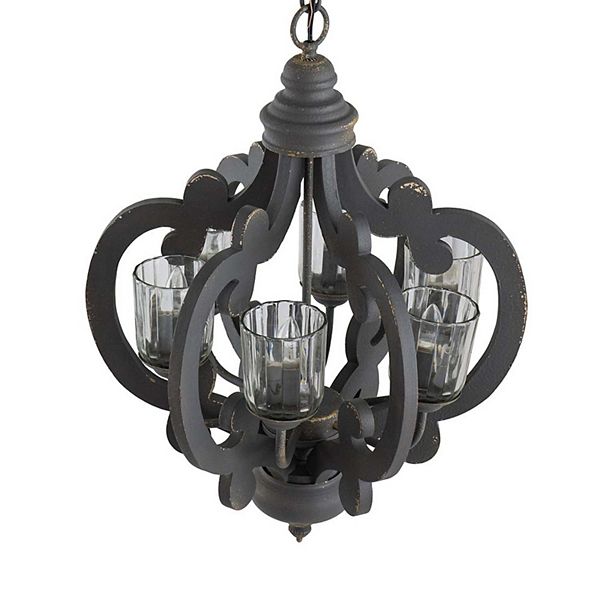 6-light Wood Chandelier Pendant Light Fixture With Adjustable Chain For Dining Living Room Entryway Woody Flaw Crest