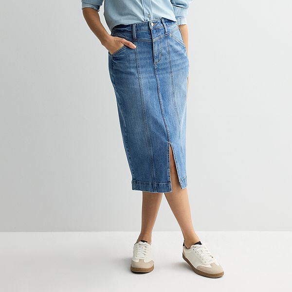 Petite Sonoma Goods For Life® Yoke Denim Midi Skirt Sonoma