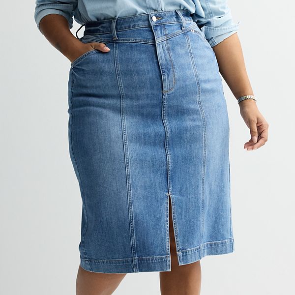 Plus Size Sonoma Goods For Life Yoke Denim Skirt Sonoma