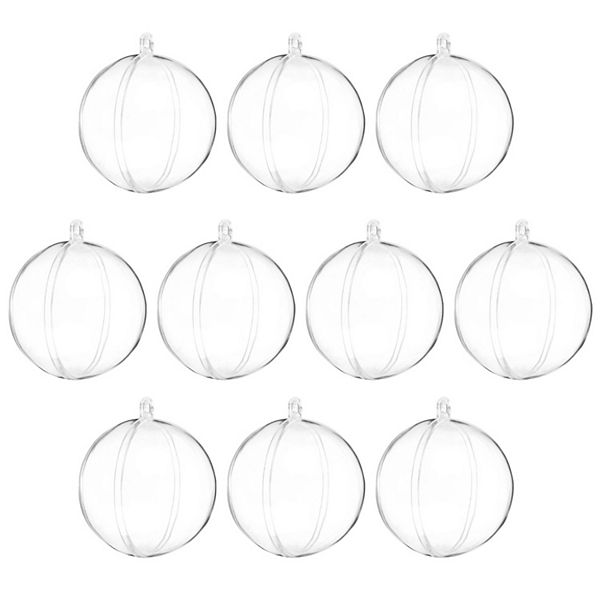 10 Pcs Clear Fillable Balls Ornament, 2.6 Inch Hanging Plastic Balls Transparent Decor Balls Unique Bargains