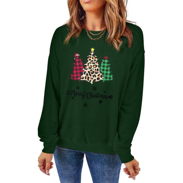 Womens Merry Christmas Sweatshirt Funny Christmas Tree Truck Graphic Pullover Long Sleeve Blouse Kojooin