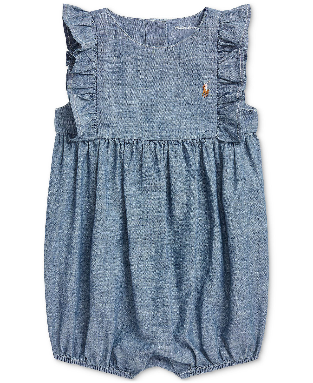 Baby Ruffled Chambray Romper Polo Ralph Lauren