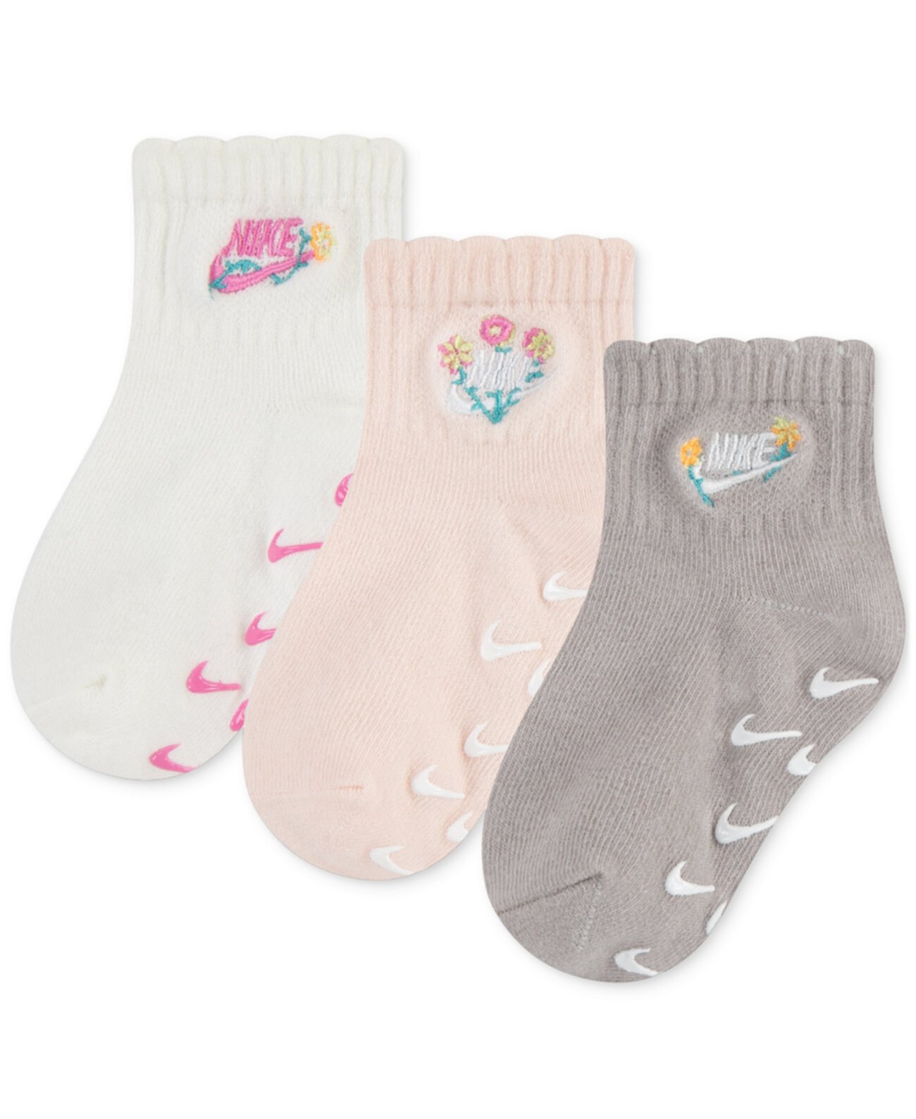 Baby and Toddler Girls Floral Socks, Pack of 3 Nike