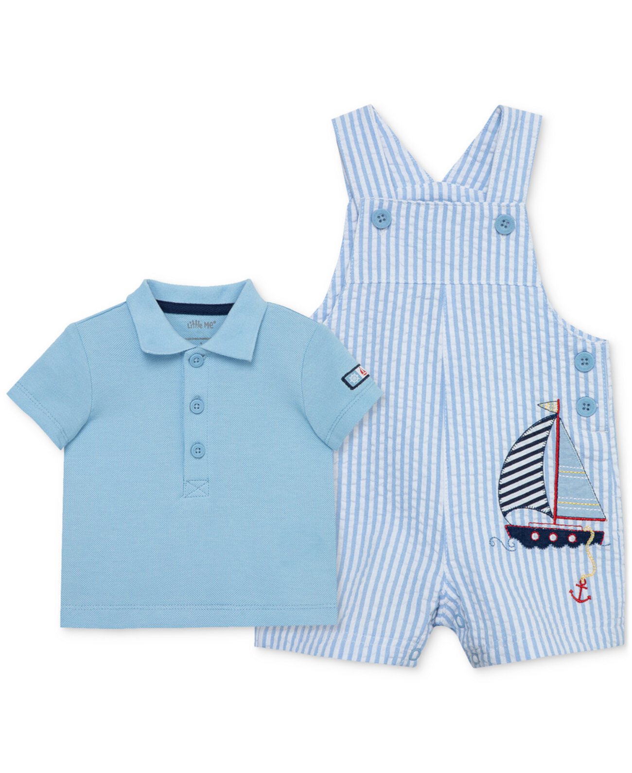 Baby Boys Cotton Sailboat Polo Shirt & Shortall, 2 Piece Set Little Me