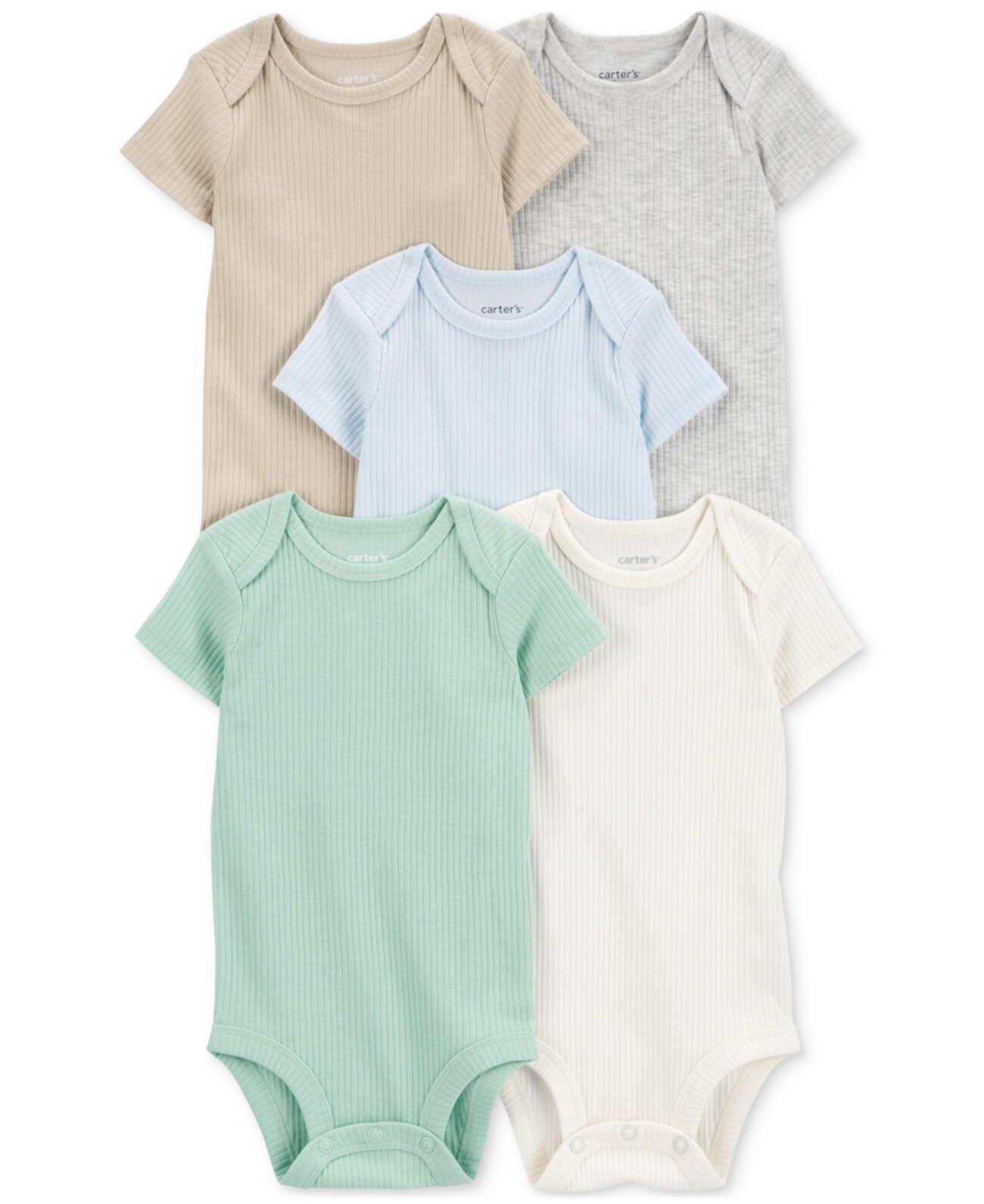 Baby Short-Sleeve Ribbed Cotton Bodysuits, Pack of 5 Carter's