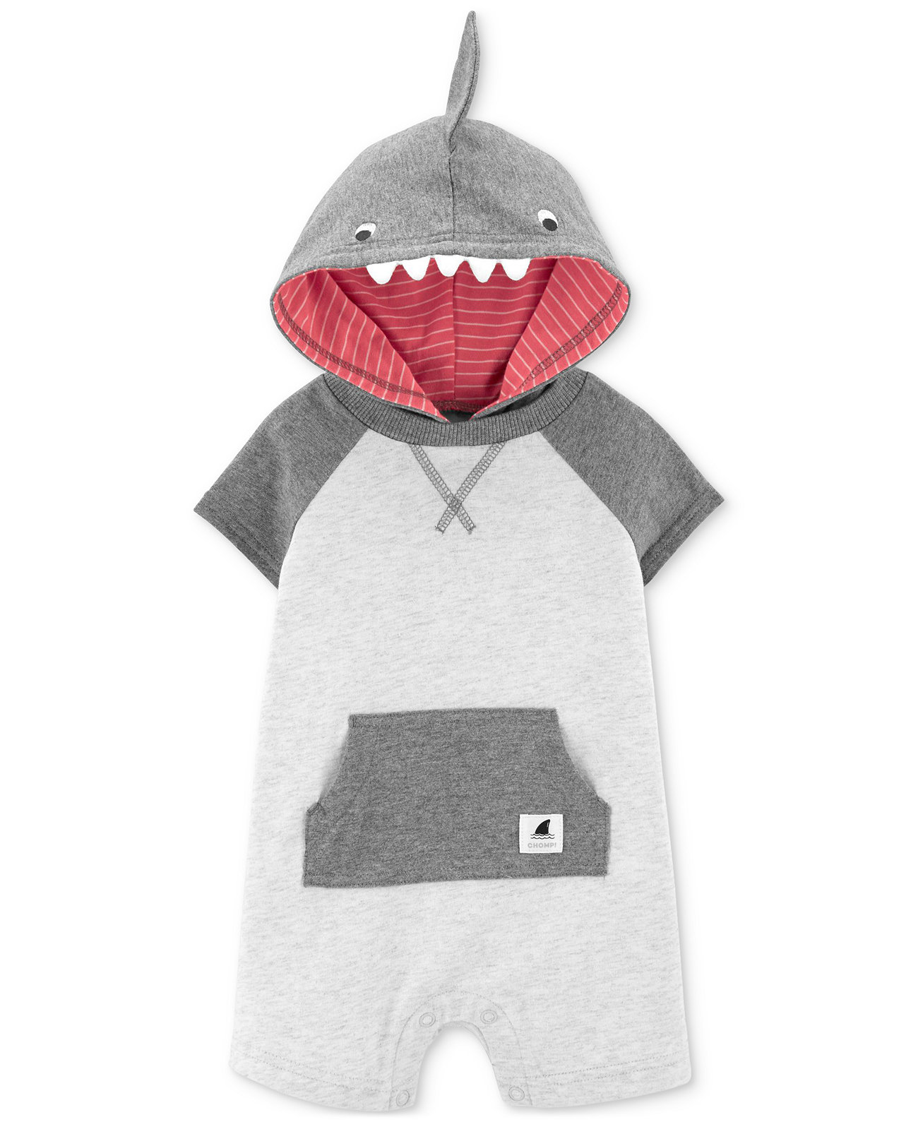 Baby Boys Shark Hooded Short-Sleeve Romper Carter's