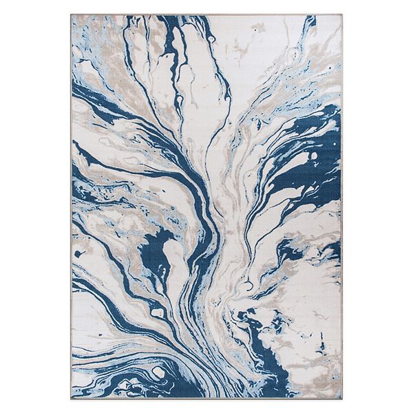 World Rug Gallery Isla Contemporary Watercolor Wave Abstract Non Slip Area Rug World Rug Gallery