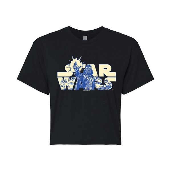 Juniors' Star Wars Darth Vader & Stormtroopers Logo Rebels Cropped Tee Star Wars