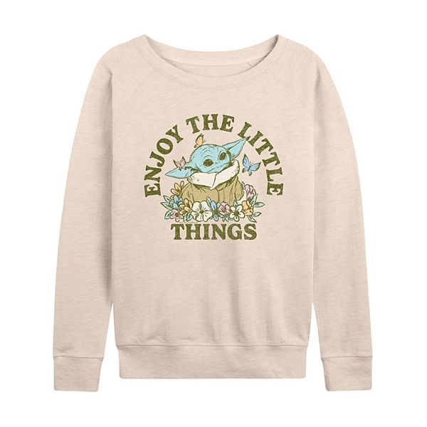 Women's The Mandalorian Grogu Enjoy The Little Things French Terry Long Sleeve Tee Star Wars