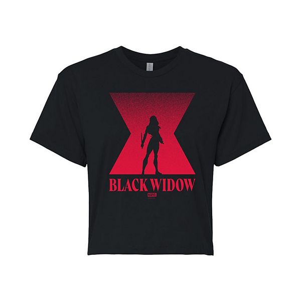 Кроп-футболка для подростков с короткими рукавами Marvel Silhouette Black Widow из хлопка и полиэстера Marvel