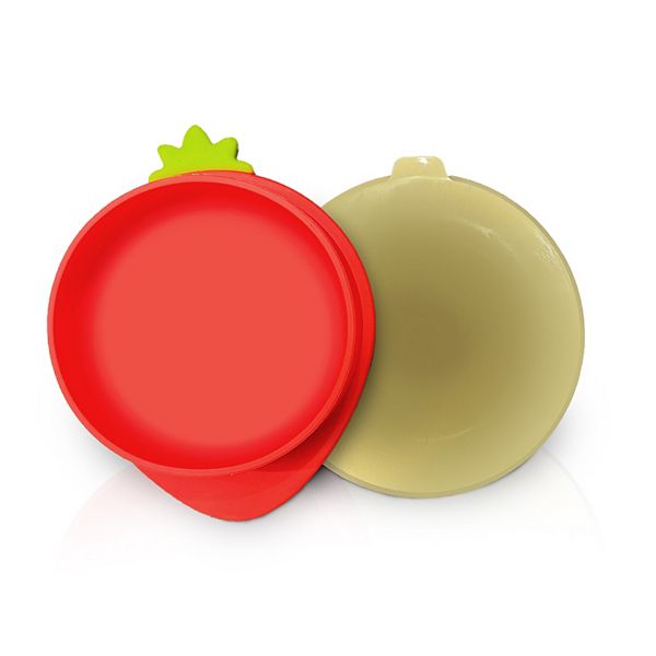 Precious Tails Red Small Strawberry Shaped Silicone Pet Bowl with Non-Slip Suction Base Precious Tails