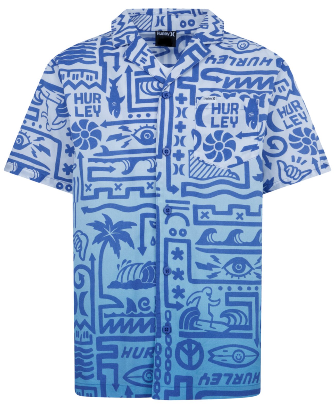 Big Boys Short-Sleeve Printed Camp Shirt Hurley