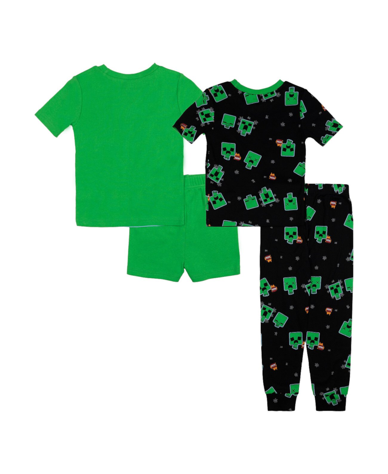 Big Boys Short Sleeve Tees, Shorts and Pant, 4-Piece Pajama Set Minecraft