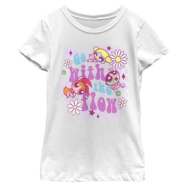 Girls 7-16 The Powerpuff Girls Go With The Flow Graphic Tee Licensed Character