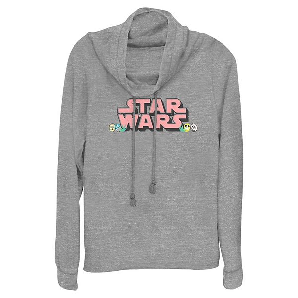 Women's Star Wars Easter Eggs Cowlneck Graphic Lightweight Long Sleeve Star Wars