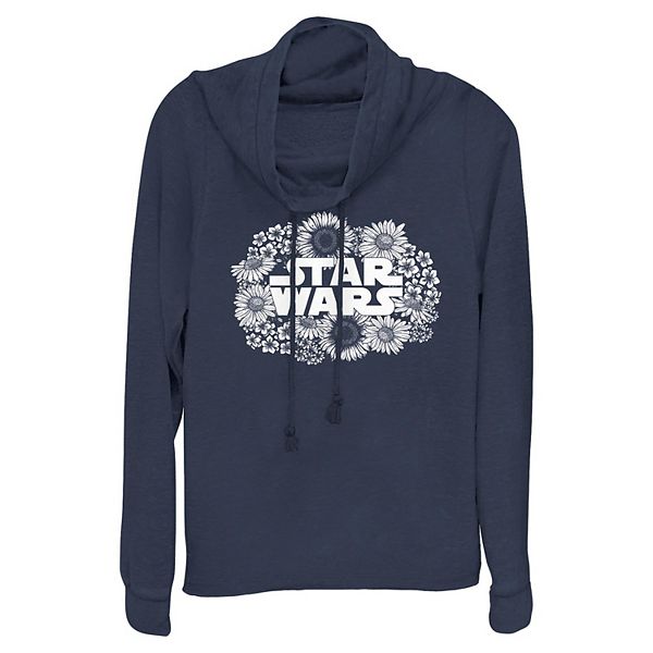 Women's Star Wars Floral Logo Cowlneck Graphic Lightweight Long Sleeve Star Wars