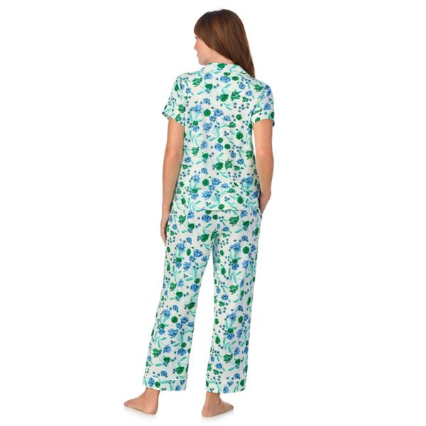 Women's Draper James 2-Piece Printed Cozy Short Sleeve Notch Collar Pajama Top & Pajama Pants Set Draper James