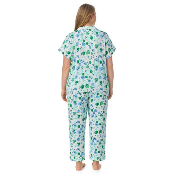 Plus Size Draper James 2-Piece Printed Cozy Short Sleeve Notch Collar Pajama Top & Pajama Pants Set Draper James