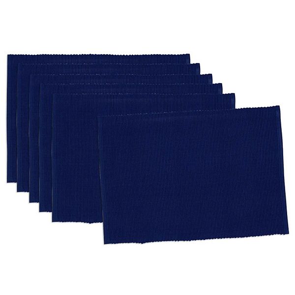 Set of 6 Blue Rectangular Jute Placemat 19" Contemporary Home Living