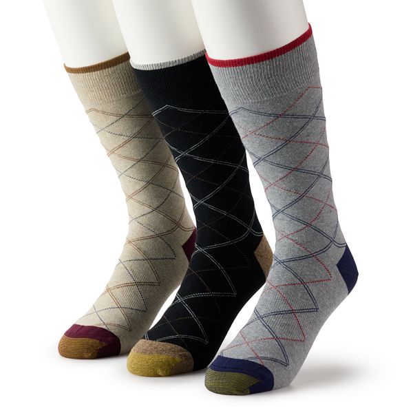 Men's GOLDTOE® Diamond Plaid Crew Socks Goldtoe