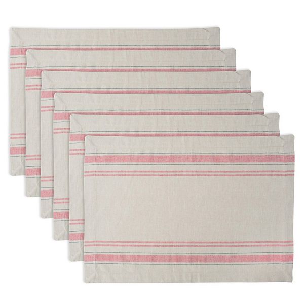 Set of 6 Pink and Brown Round Braided Table Placemats 15.5" CC Home Furnishings