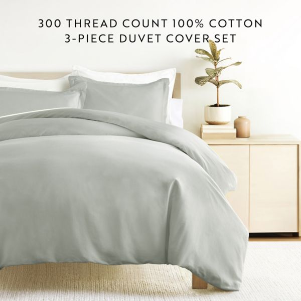 Urban Loft's 3Pc Brushed Cotton Duvet Cover Set - Vintage Washed for Extra Softness - Sateen Weave Urban Loft