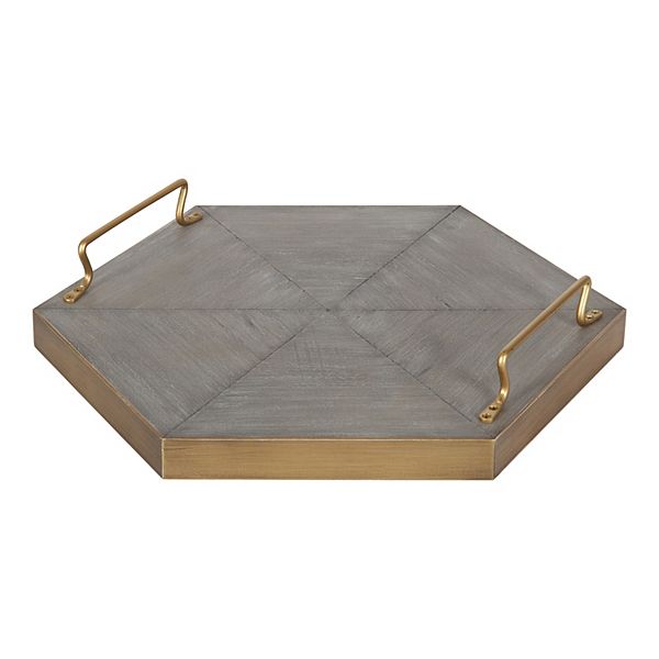 Sade Decorative Hexagon Tray 16" Diameter Kate and Laurel Home