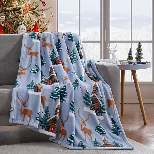 Kate Aurora Ultra Soft & Plush "Prancer" Christmas Reindeer Accent Throw Blanket Kate Aurora