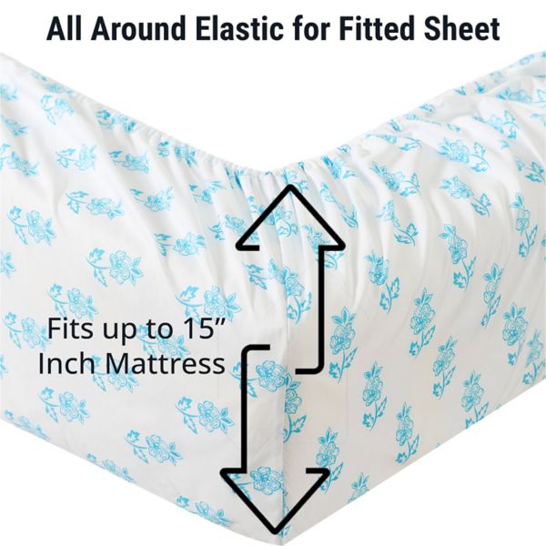 HLC.ME Floral Multi Piece Bed Sheets Set - Soft & Wrinkle Resistant - Beds up to 15 Inches Deep HLC.me