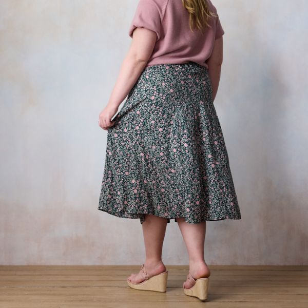 Plus Size LC Lauren Conrad Godet Midi Skirt LC Lauren Conrad