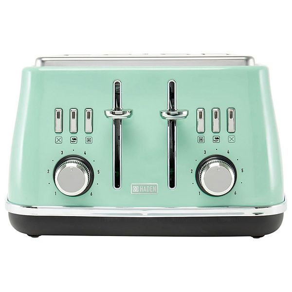 Haden Cotswold 4 Slice Extra Wide Slot Stainless Steel Toaster with Tray, Sage Haden